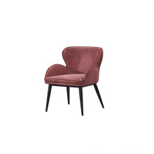 Hotel restaurant dining room chair modern red velvet high back armchair with black finish metal legs